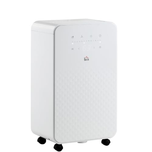 HOMCOM 10L/Day 2000mL Portable Quiet Dehumidifier Air Purifier Filter White
