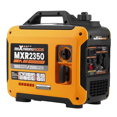 maXpeedingrods Inverter Generator 2000W Petrol 4-Stroke with USB and 230 V Sockets, Digital Display, Compact and Lightweight for Camping, Outdoor Travel, Motorhome