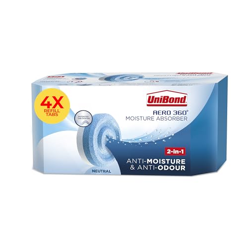 UniBond AERO 360° Moisture Absorber Neutral Refill Tab, ultra-absorbent and odour-neutralising, for AERO 360° Dehumidifier, Condensation Absorbers, 450 g (Pack of 4)